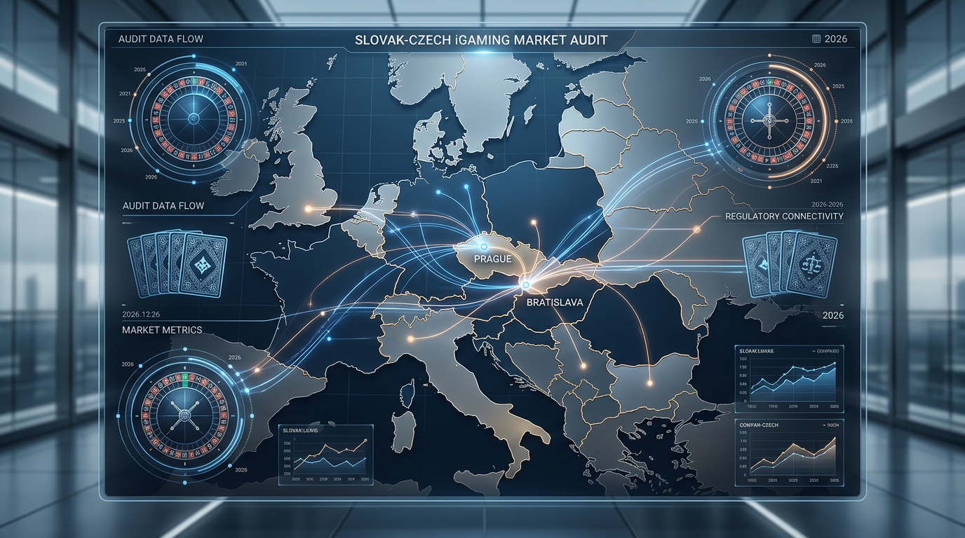 Futuristické schéma propojení českého a slovenského iGamingového trhu 2026